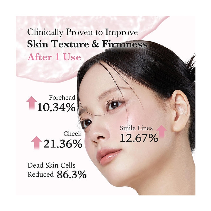 Promotional graphic for a skincare product showing a close-up of a woman&