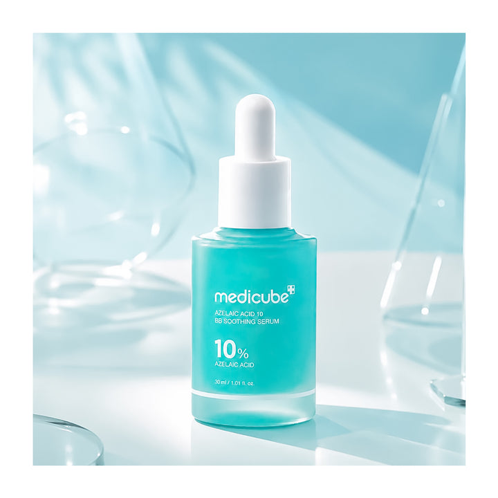 Medicube Azelacido 10% serum bottle on a light blue background