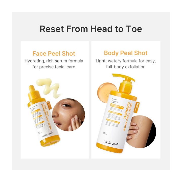 Promotional graphic for medicube peel lotions with the headline &