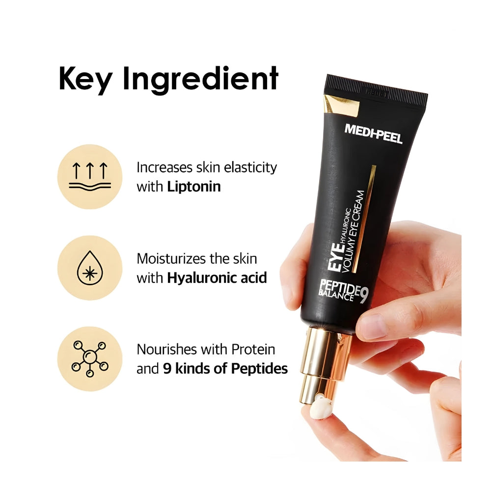 MEDI-PEEL Peptide 9 Hyaluronic Volumy Eye Cream-Peaches&Creme K-Beauty