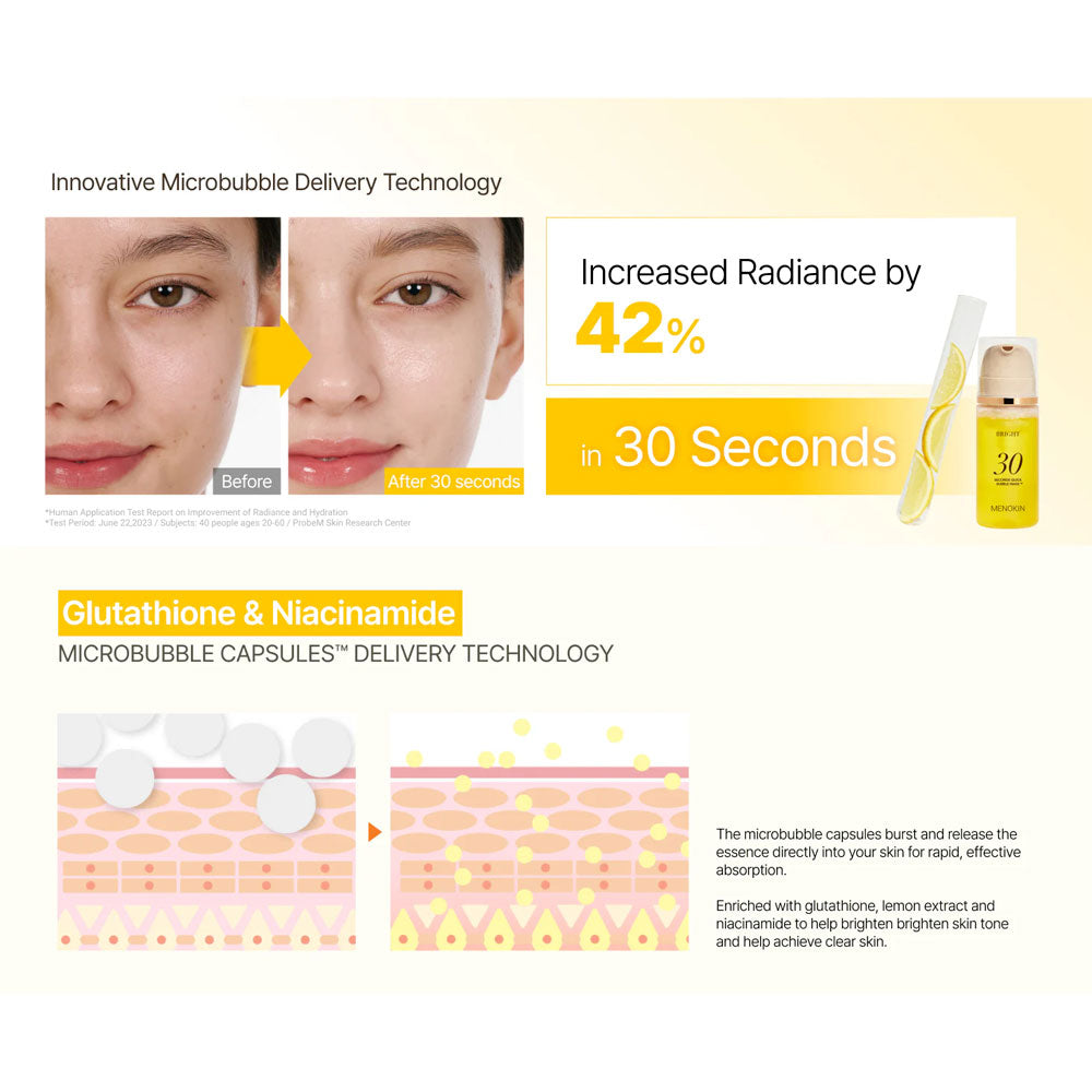 MENOKIN 30 Seconds Quick Bubble Mask BRIGHT - Peaches&Creme Shop Korean Skincare Malta