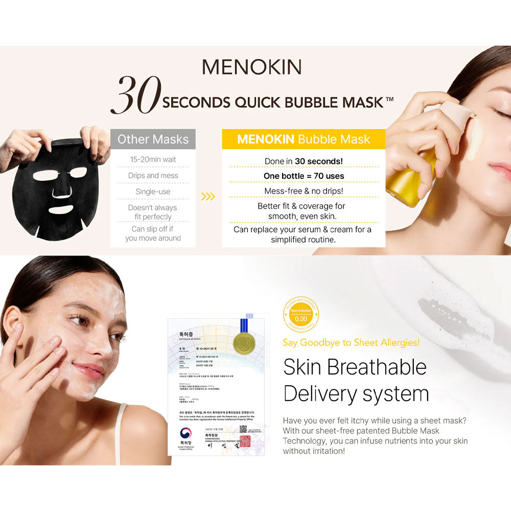 MENOKIN 30 Seconds Quick Bubble Mask BRIGHT - Peaches&Creme Shop Korean Skincare Malta