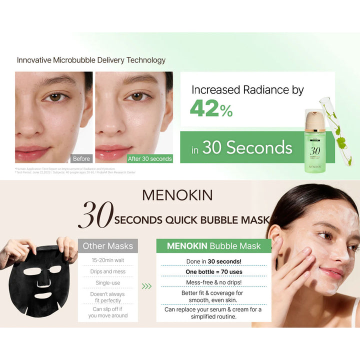 MENOKIN 30 Seconds Quick Bubble Mask CLEAR - Peaches&Creme Shop Korean Skincare Malta