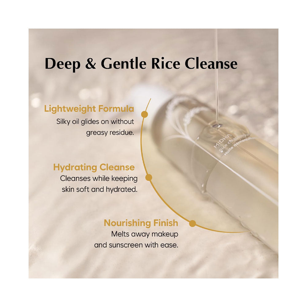 MIDHA Rice Cleansing Oil - Peaches&Creme Shop Korean Skincare Malta