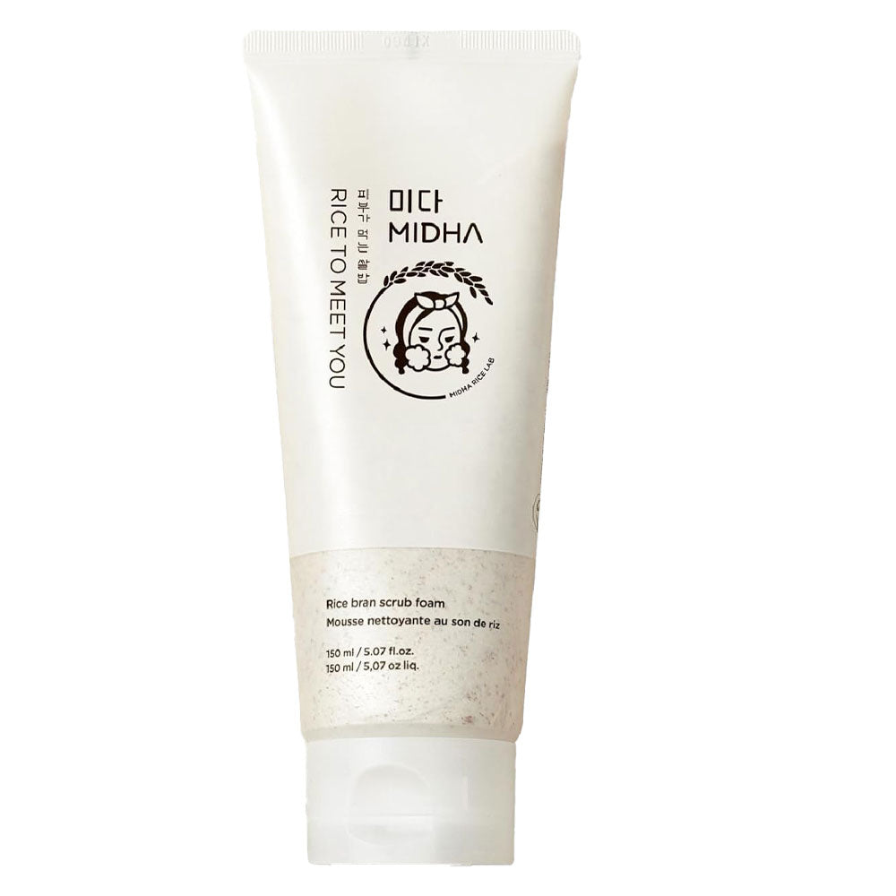 MIDHA Rice Bran Scrub Foam - Peaches&Creme Shop Korean Skincare Malta