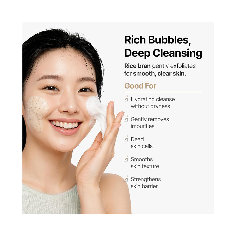 MIDHA Rice Bran Scrub Foam - Peaches&Creme Shop Korean Skincare Malta