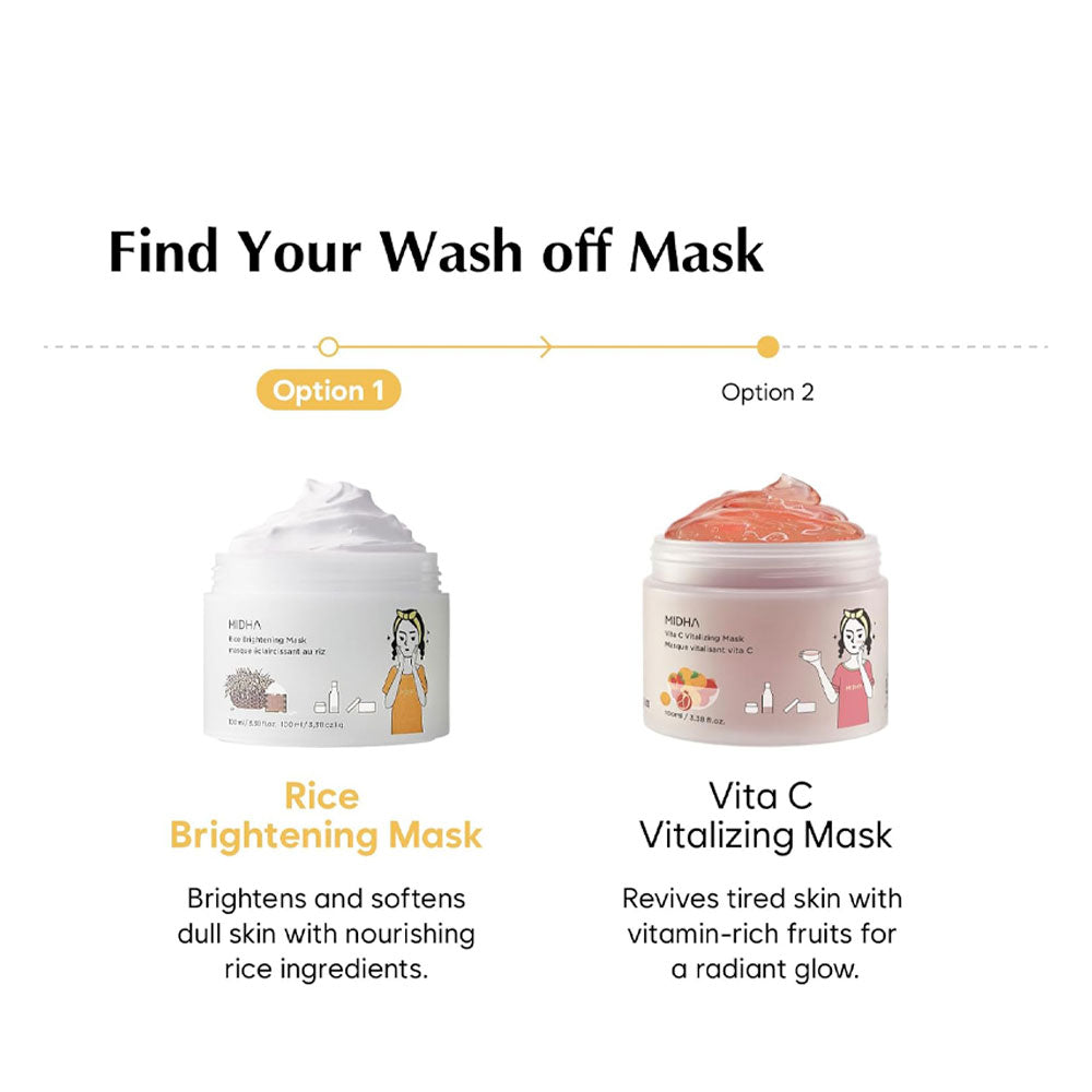 MIDHA Rice Brightening (Wash Off) Mask - Peaches&Creme Shop Korean Skincare Malta