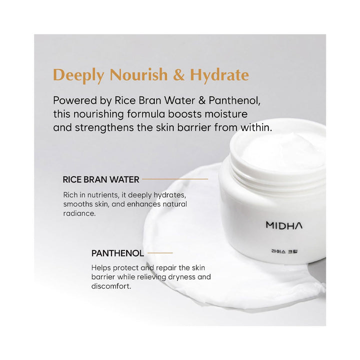 MIDHA Rice Cream - Peaches&Creme Shop Korean Skincare Malta
