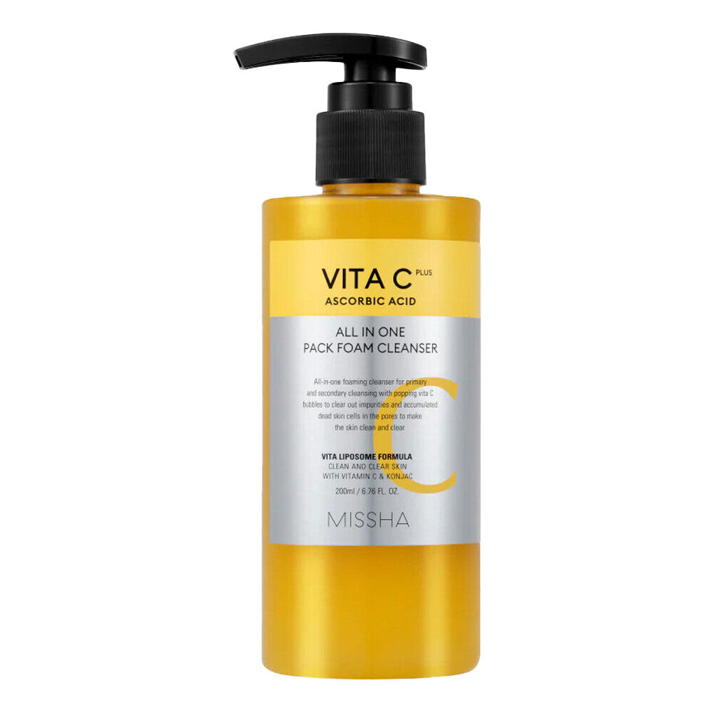 MISSHA Vita C All-in-One Bubble Foam Cleanser - Peaches&Creme Shop Korean Skincare Malta
