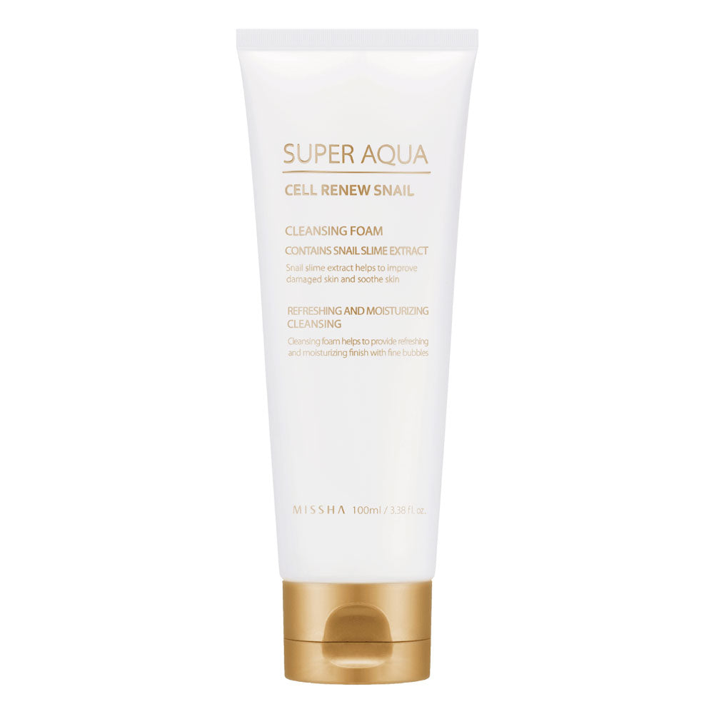 MISSHA Super Aqua Cell Renew Snail Cleansing Foam - Peaches&Creme Shop Korean Skincare Malta