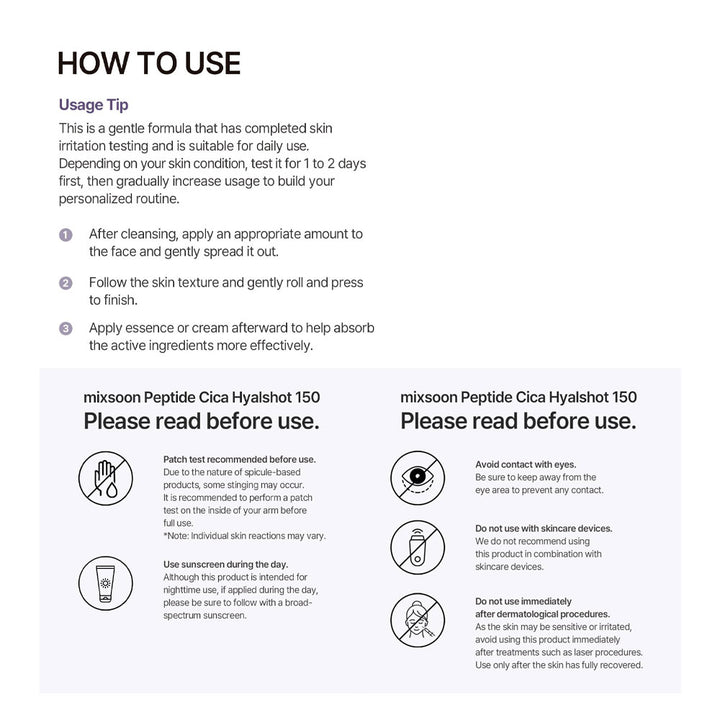 MIXSOON Peptide Cica Hyalshot 150 - Peaches&Creme Shop Korean Skincare Malta