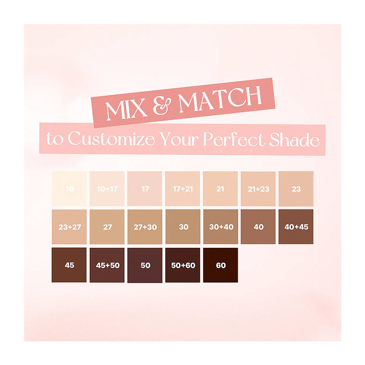 Color swatch chart for makeup with &