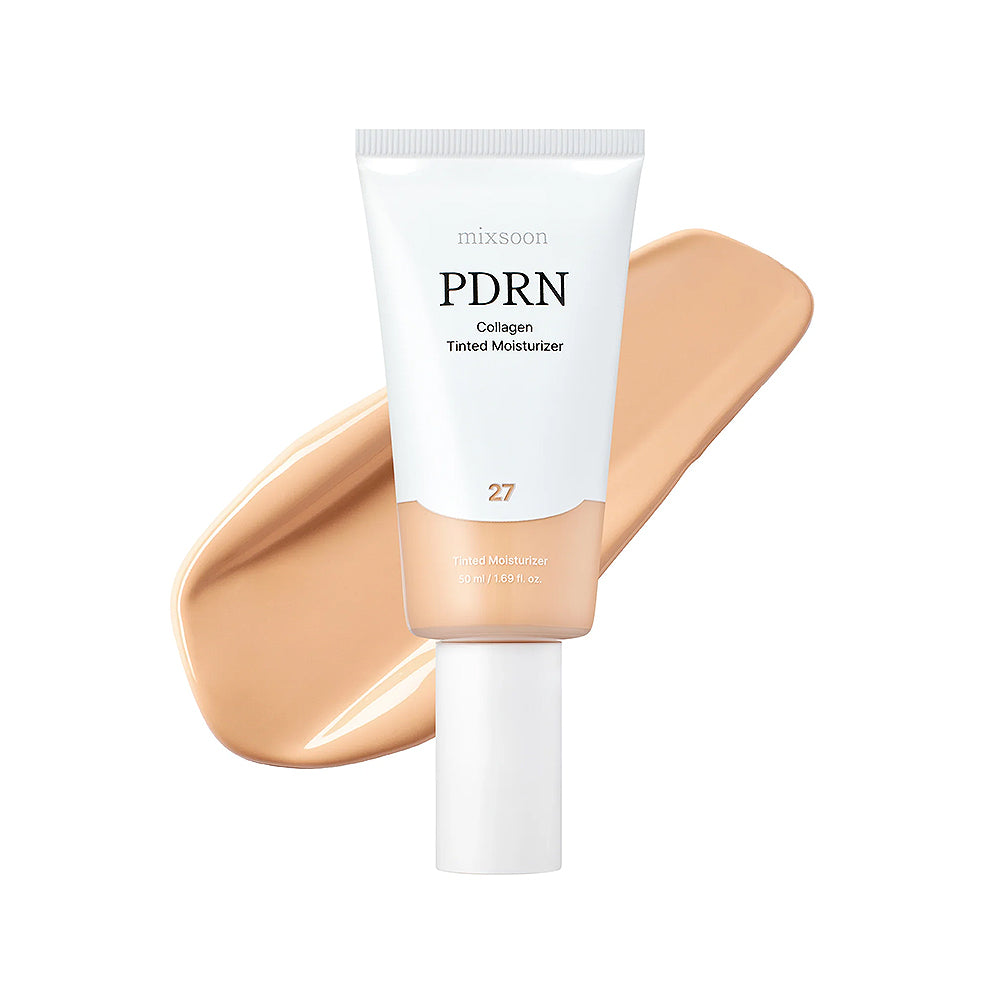 Orello PDRN collagen tinted moisturizer with a swatch on a white background