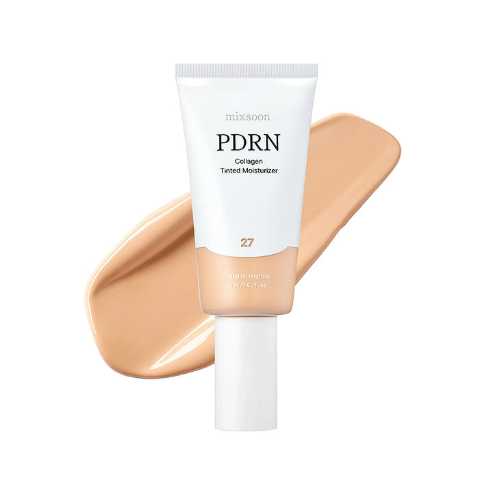 Orello PDRN collagen tinted moisturizer with a swatch on a white background