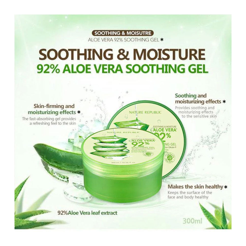 NATURE REPUBLIC Soothing & Moisture Aloe Vera 92% Soothing Gel - Peaches&Creme Shop Korean Skincare Malta
