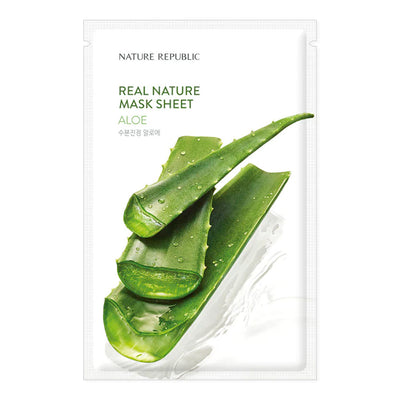 NATURE REPUBLIC Real Nature Mask Sheet ALOE - Peaches&Creme Shop Korean Skincare Malta