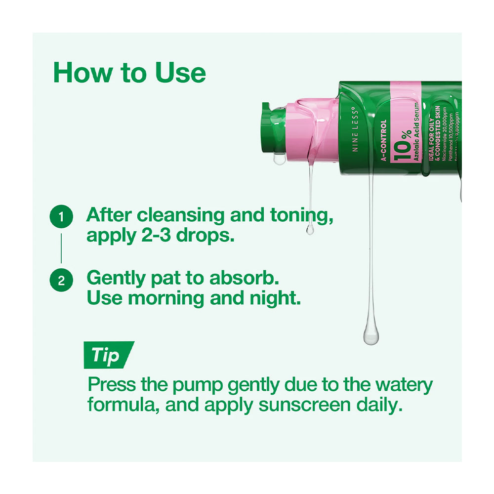 Instructions on how to use a skincare product with a green background