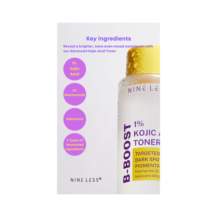 NINE LESS B-Boost 1% Kojic Acid Toner - Peaches&Creme Shop Korean Skincare Malta