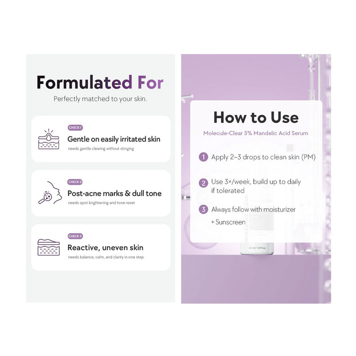 NINE LESS MOLECULE-CLEAR 5% Mandelic Acid Serum - Peaches&Creme Shop Korean Skincare Malta