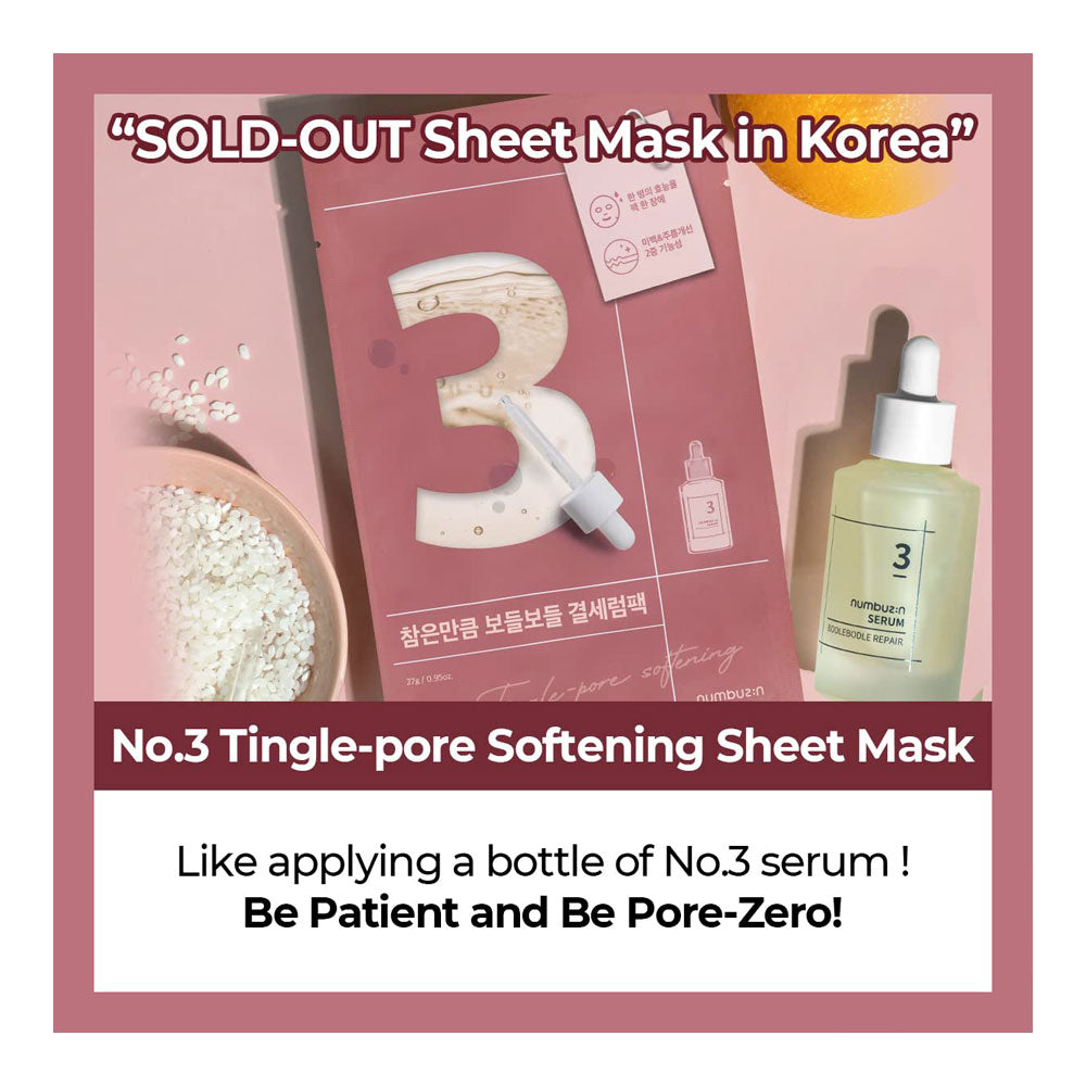 NUMBUZIN No.3 Tingle-Pore Softening Sheet Mask -Peaches&Creme Shop Korean Skincare Malta