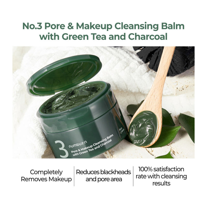 NUMBUZIN No.3 Pore & Makeup Cleansing Balm With Green Tea and Charcoal - Peaches&Creme Shop Korean Skincare Malta