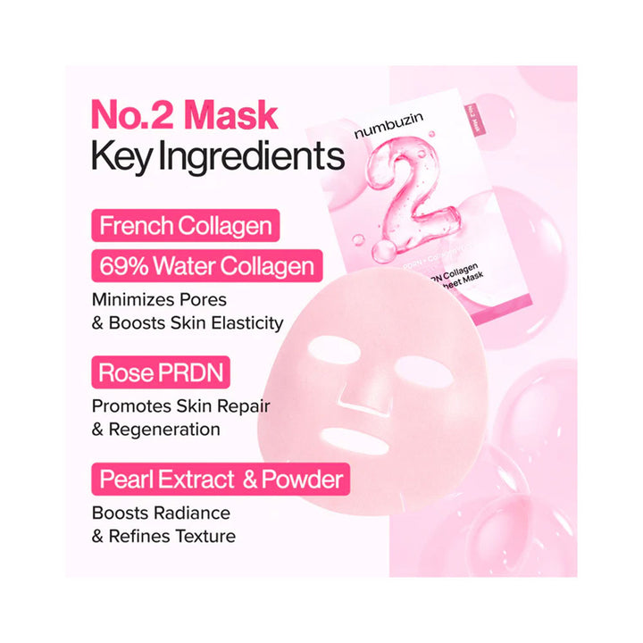 NUMBUZIN No.2 Rose PDRN Collagen Plumping Sheet Mask - Peaches&Creme Shop Korean Skincare  Malta