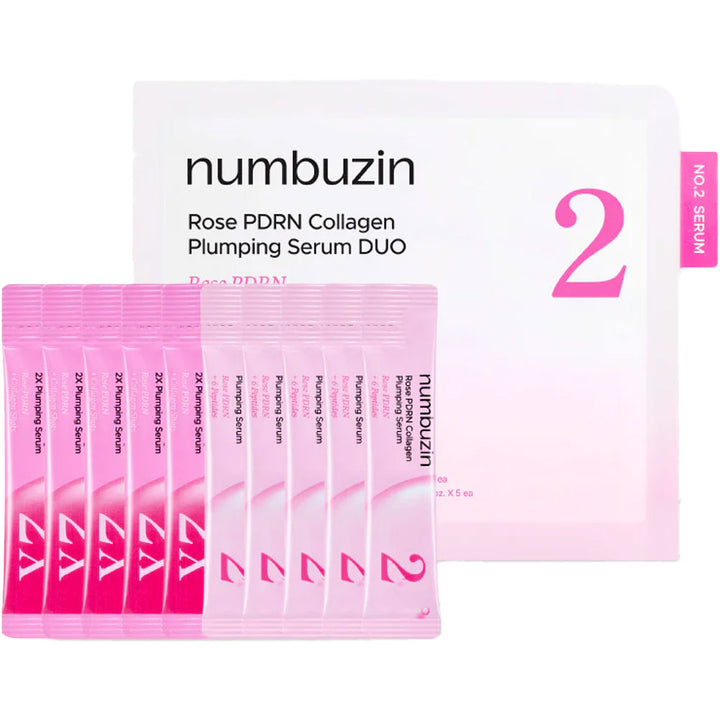 NUMBUZIN No.2 & 2X Rose PDRN Collagen Plumping Serum Mini Kit - Peaches&Creme Shop Korean Skincare Malta