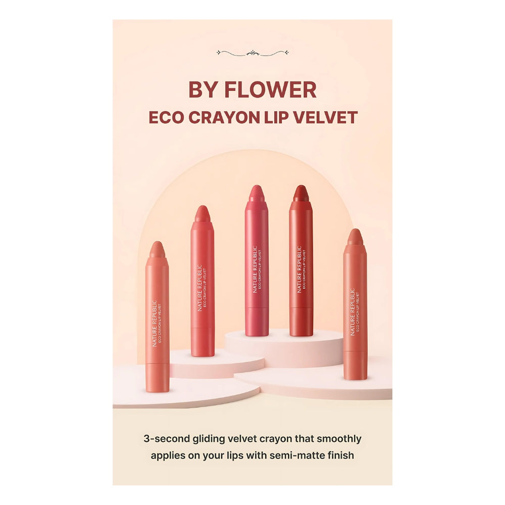 NATURE REPUBLIC By Flower Eco Crayon Lip Velvet - Peaches&Creme Shop Korean Skincare Malta