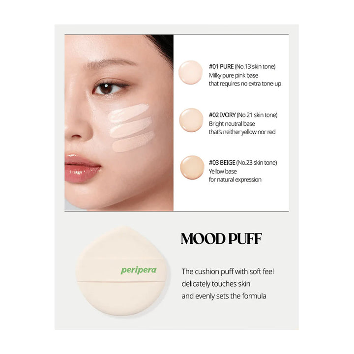 PERIPERA Mood Vegan Glow Cushion - Peaches&Creme Shop Korean Skincare Malta