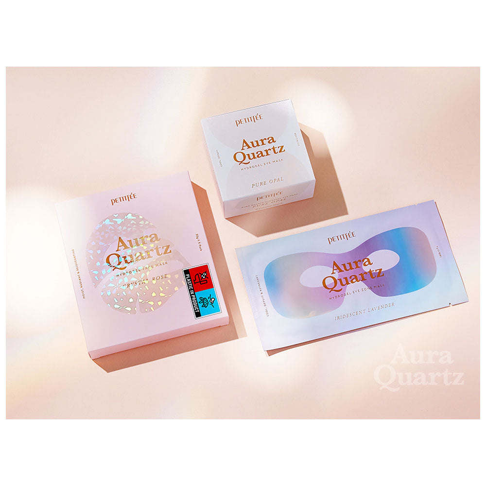 Petitfée Aura Quartz Hydrogel Face Mask Set - Crystal Rose - Peaches&Creme Shop Korean Skincare Malta