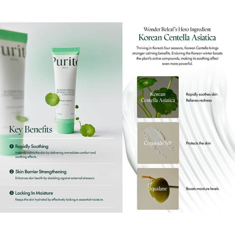 PURITO SEOUL Wonder Releaf Centella Cream Unscented - Peaches&Creme Shop Korean Skincare Malta