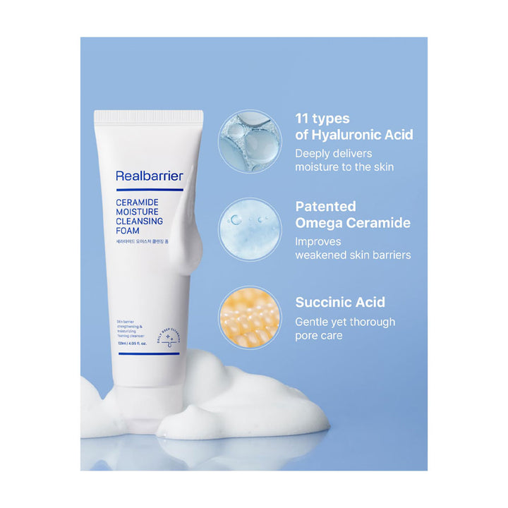 REAL BARRIER Ceramide Moisture Cleansing Foam - Peaches&Creme Shop Korean Skincare Malta