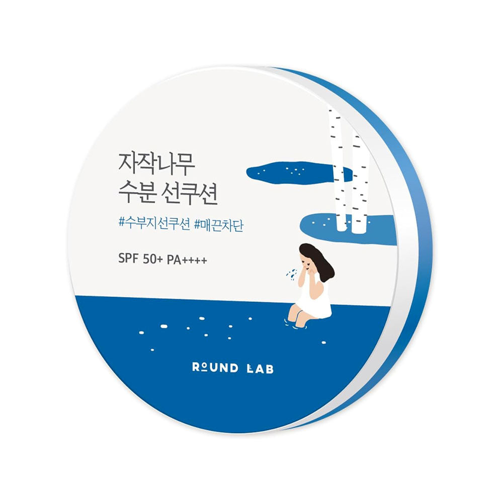 ROUND LAB Birch Moisturizing Sun Cushion - Peaches&Creme Shop Korean Skincare Malta