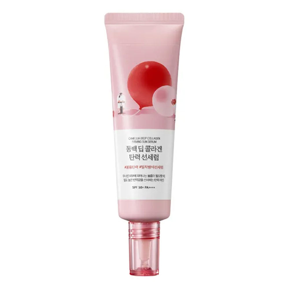 ROUND LAB Camellia Deep Collagen Firming Sun Serum - Peaches&Creme Shop Korean Skincare Malta
