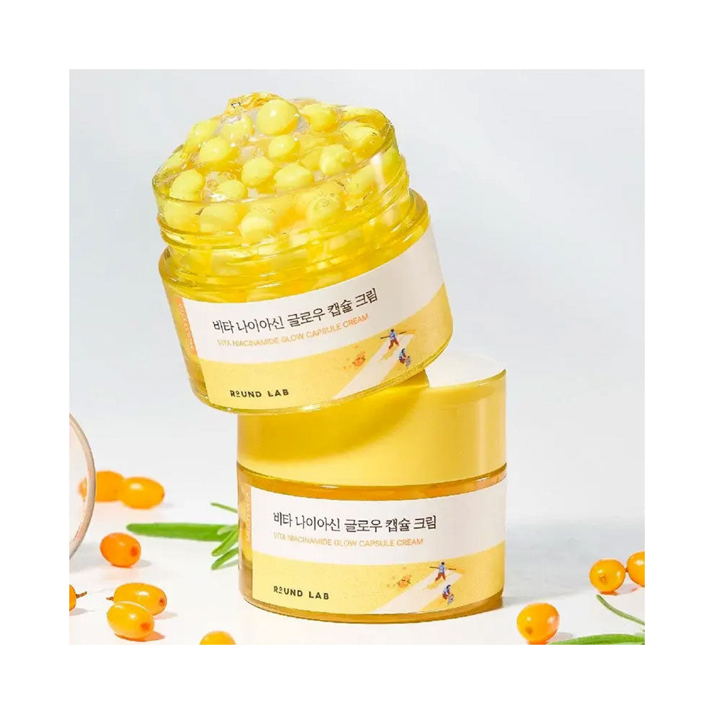 ROUND LAB Vita Niacinamide Glow Capsule Cream - Peaches&Creme Shop Korean Skincare Malta