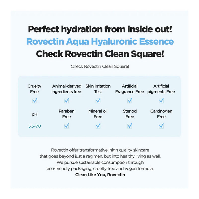 ROVECTIN Aqua Hyaluronic Essence - Peaches&Creme Shop Korean Skincare Malta