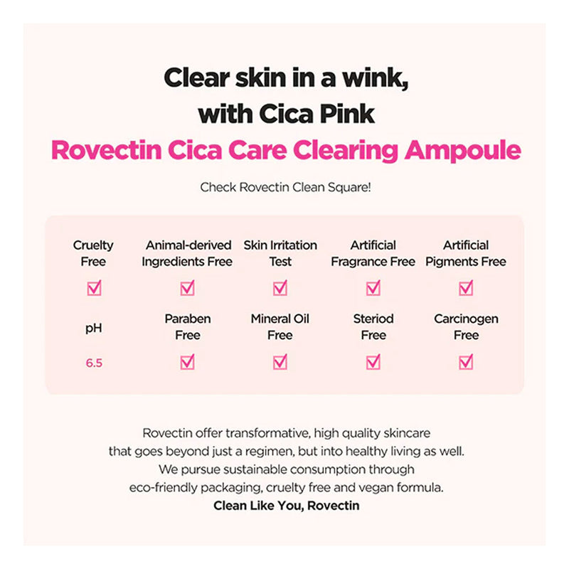 ROVECTIN Cica Care Clearing Ampoule - Peaches&Creme Shop Korean Skincare Malta