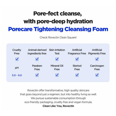 ROVECTIN Pore Care Tightening Cleansing Foam - Peaches&Creme Shop Korean Skincare Malta