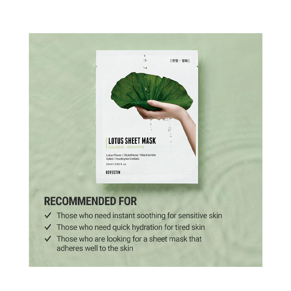 ROVECTIN Lotus Water Calming Sheet Mask - Peaches&Creme Shop Korean Skincare Malta