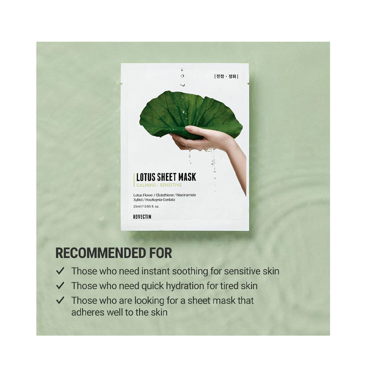 ROVECTIN Lotus Water Calming Sheet Mask - Peaches&Creme Shop Korean Skincare Malta