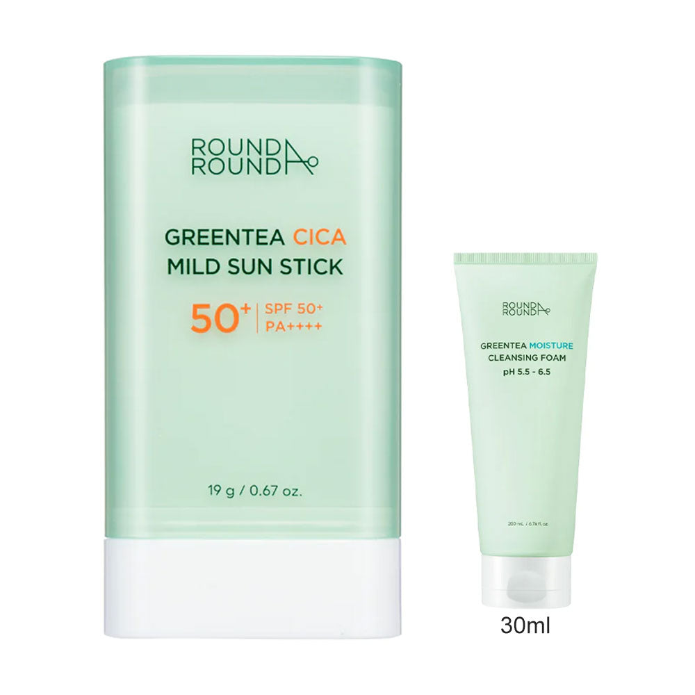 Round A'Round Greentea Cica Sun Stick - Peaches&Creme Shop Korean Skincare Malta