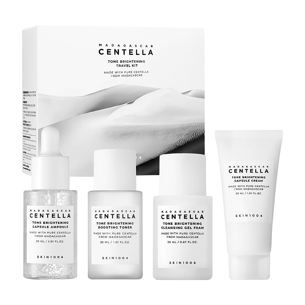 Skintoo skincare product set with bottles and a box on a white background