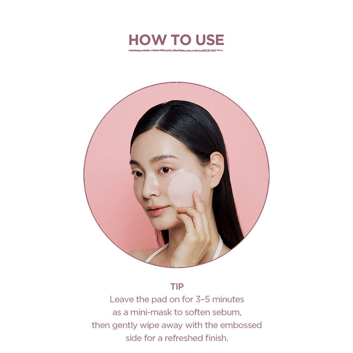Instructions on how to use a facial mask with a woman applying it to her face.