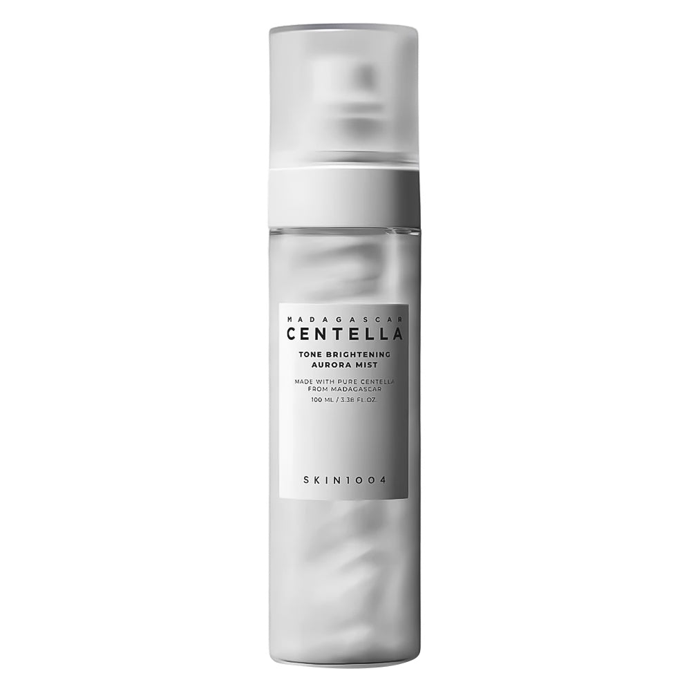 SKIN1004 Madagascar Centella Tone Brightening Aurore Mist in a frosted cylindrical pump bottle, shown on a solid white background.