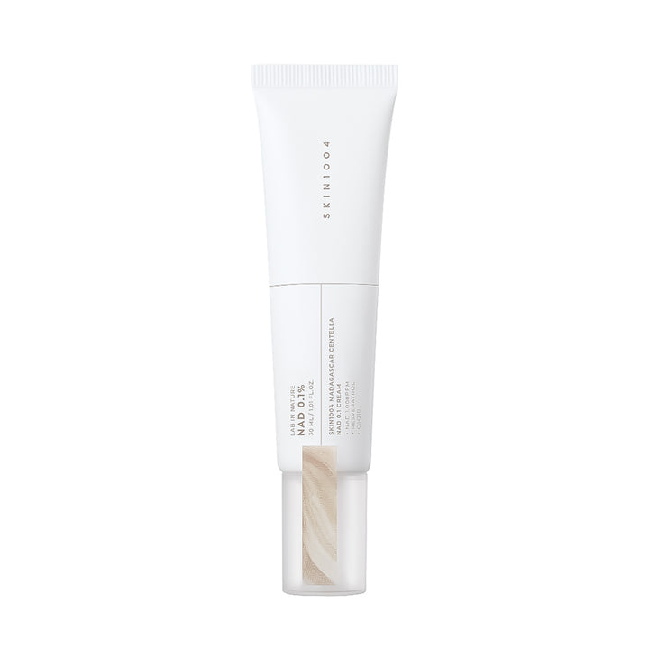 A white squeeze tube of SKIN004 Lotion Morte Hyalu-Cica Calming Balm against a solid white background.