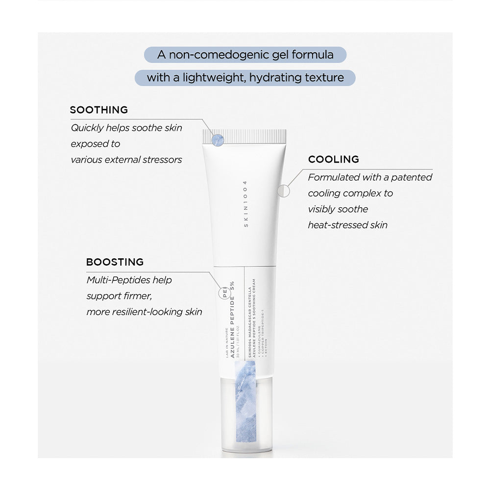 A skincare tube labeled ALOE VITALITY 3% Gel centered on a light gray background, surrounded by callout text describing soothing, cooling, and boosting benefits.