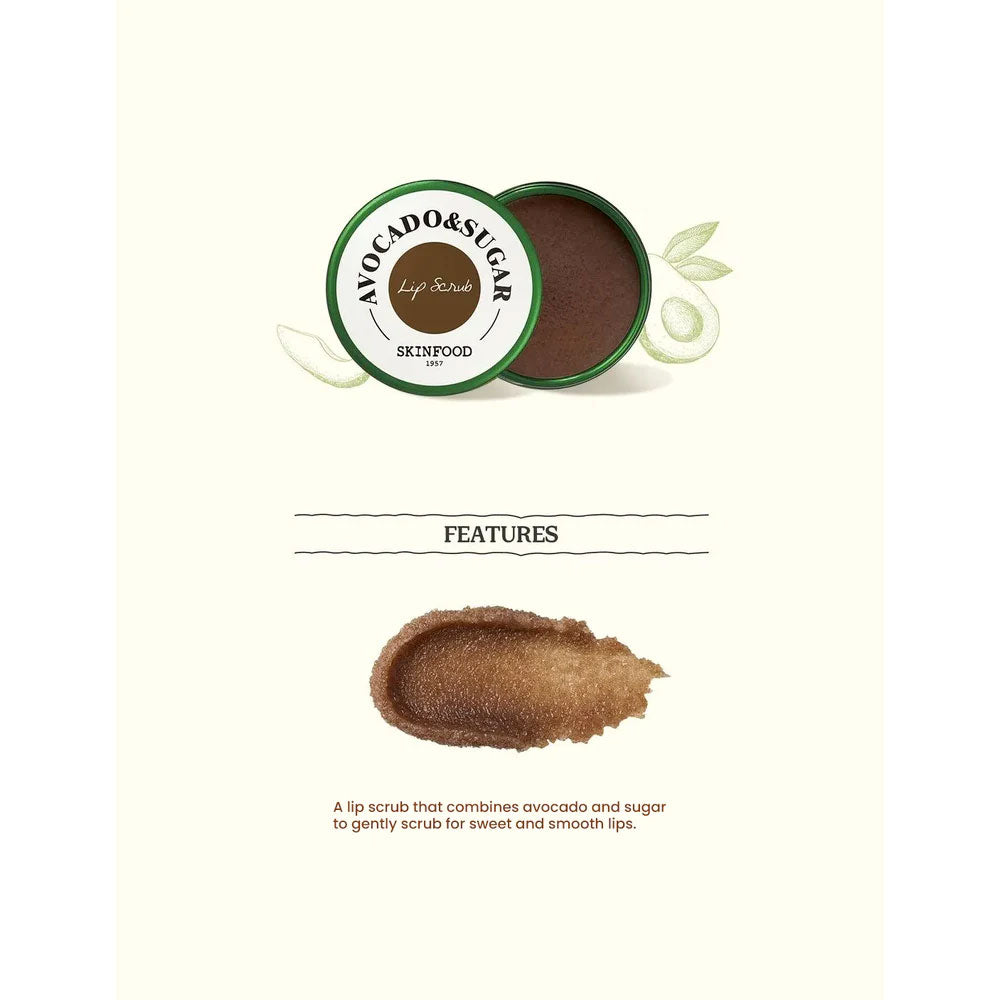 SKINFOOD Avocado & Sugar Lip Scrub - Peaches&Creme Shop Korean Skincare Malta