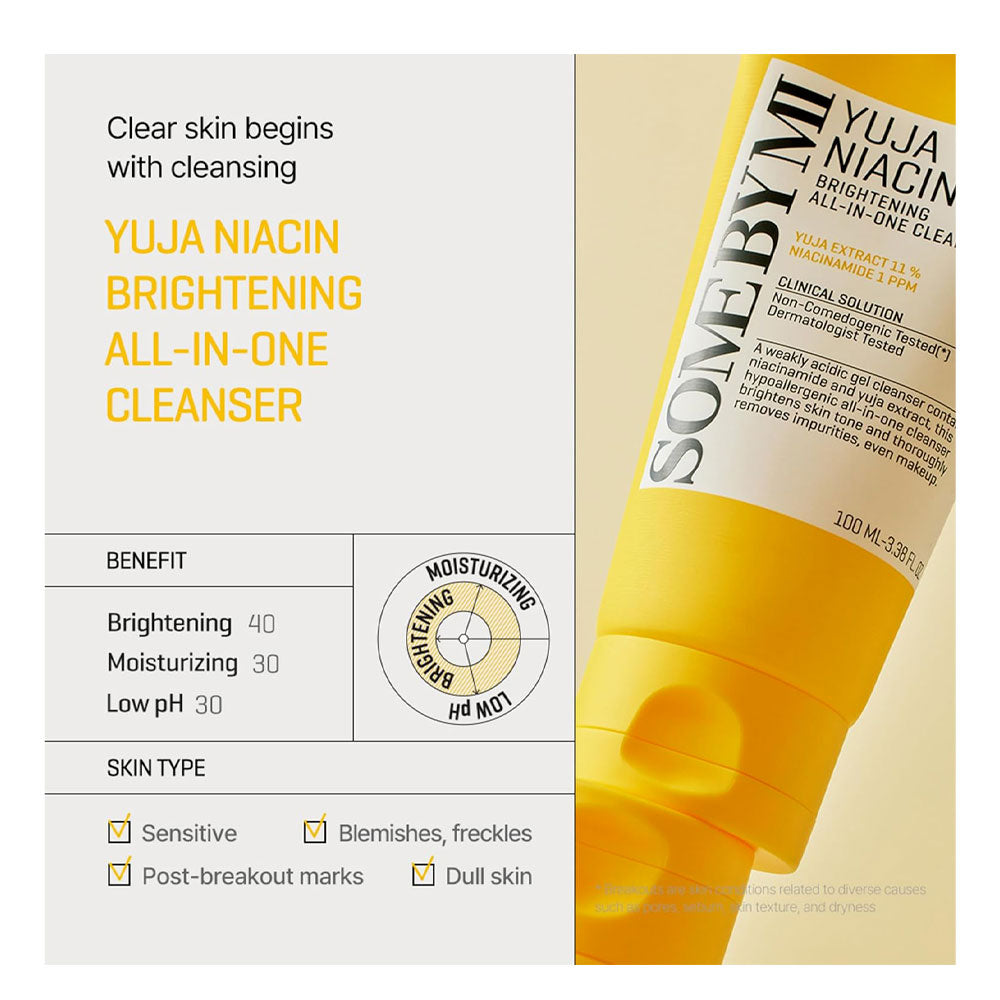 Some By Mi Yuja Niacin Brightening All-In-One Cleanser - Peaches&Creme Shop Korean Skincare Malta