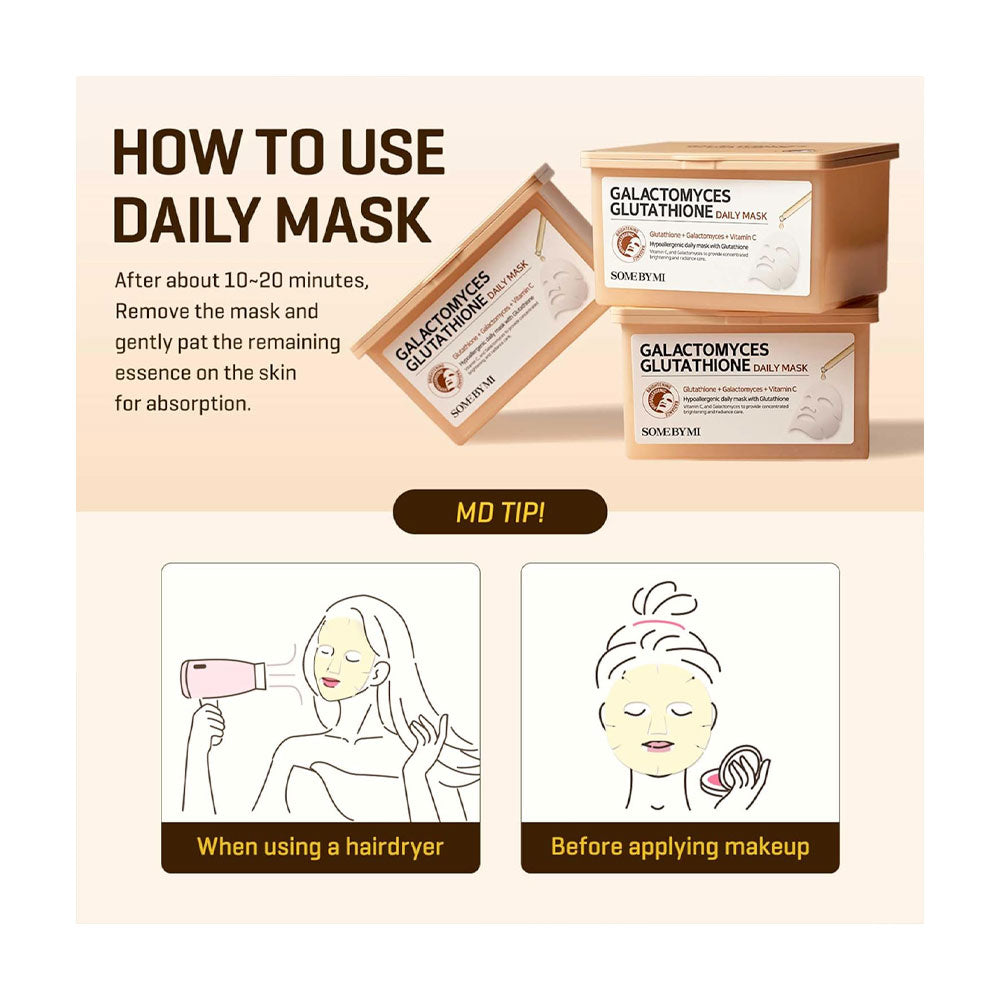 Some By Mi Galactomyces Glutathione Daily Mask - Peaches&Creme Shop Korean Skincare Malta