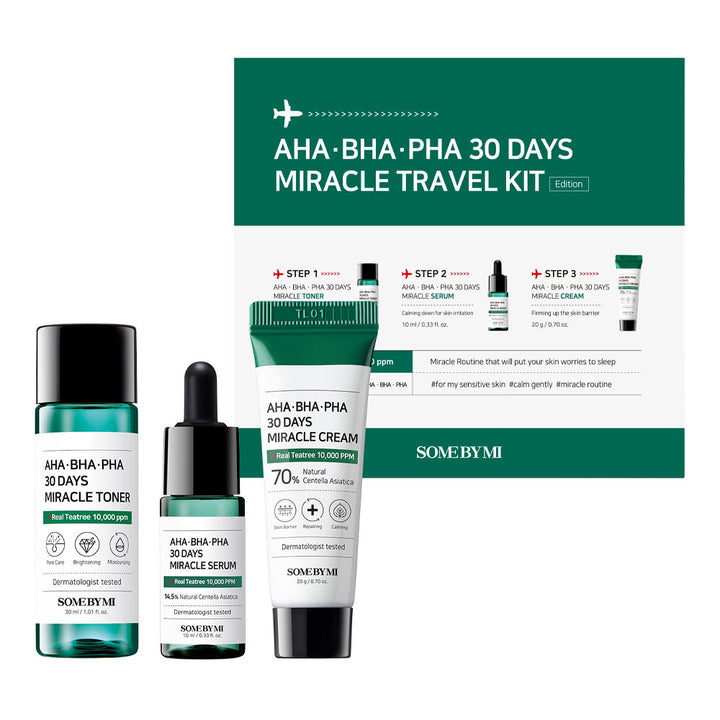 SOME BY MI AHA BHA PHA 30 Days Miracle Travel Kit - Peaches&Creme Shop Korean Skincare Malta